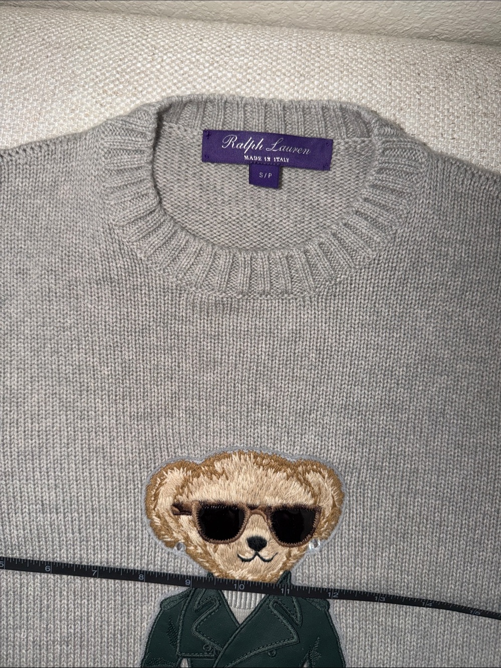 RALPH LAUREN COLLECTION RACING GREEN TRENCH POLO BEAR CASHMERE SWEATER - Picture 14 of 17